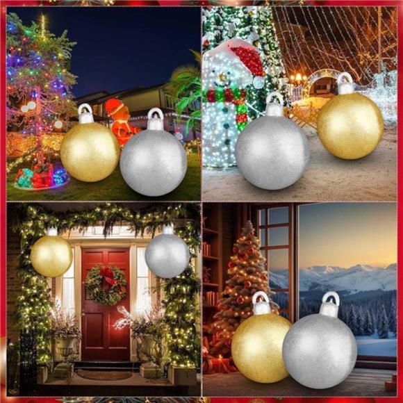 2 Packs 18 Inch Christmas Inflatable Glitter Ball Outdoor...